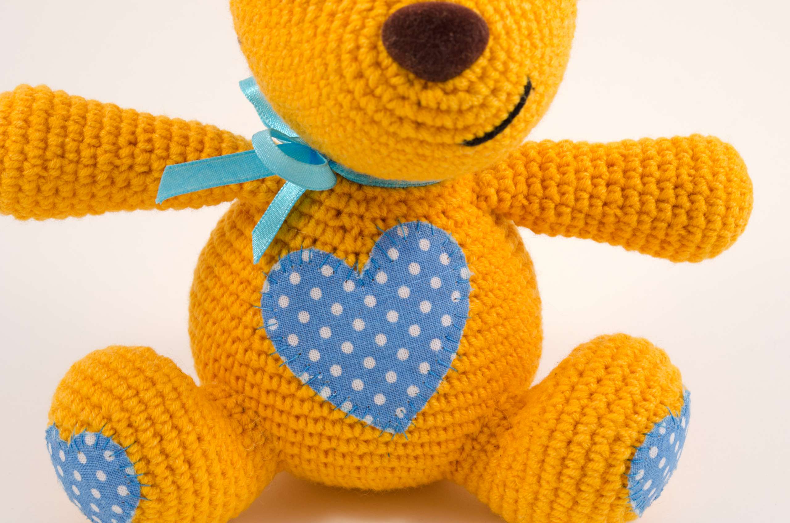 amigurumi teddy bear close up view