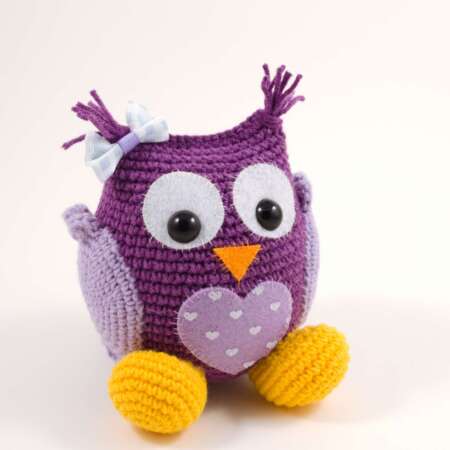amigurumi purple owl front view