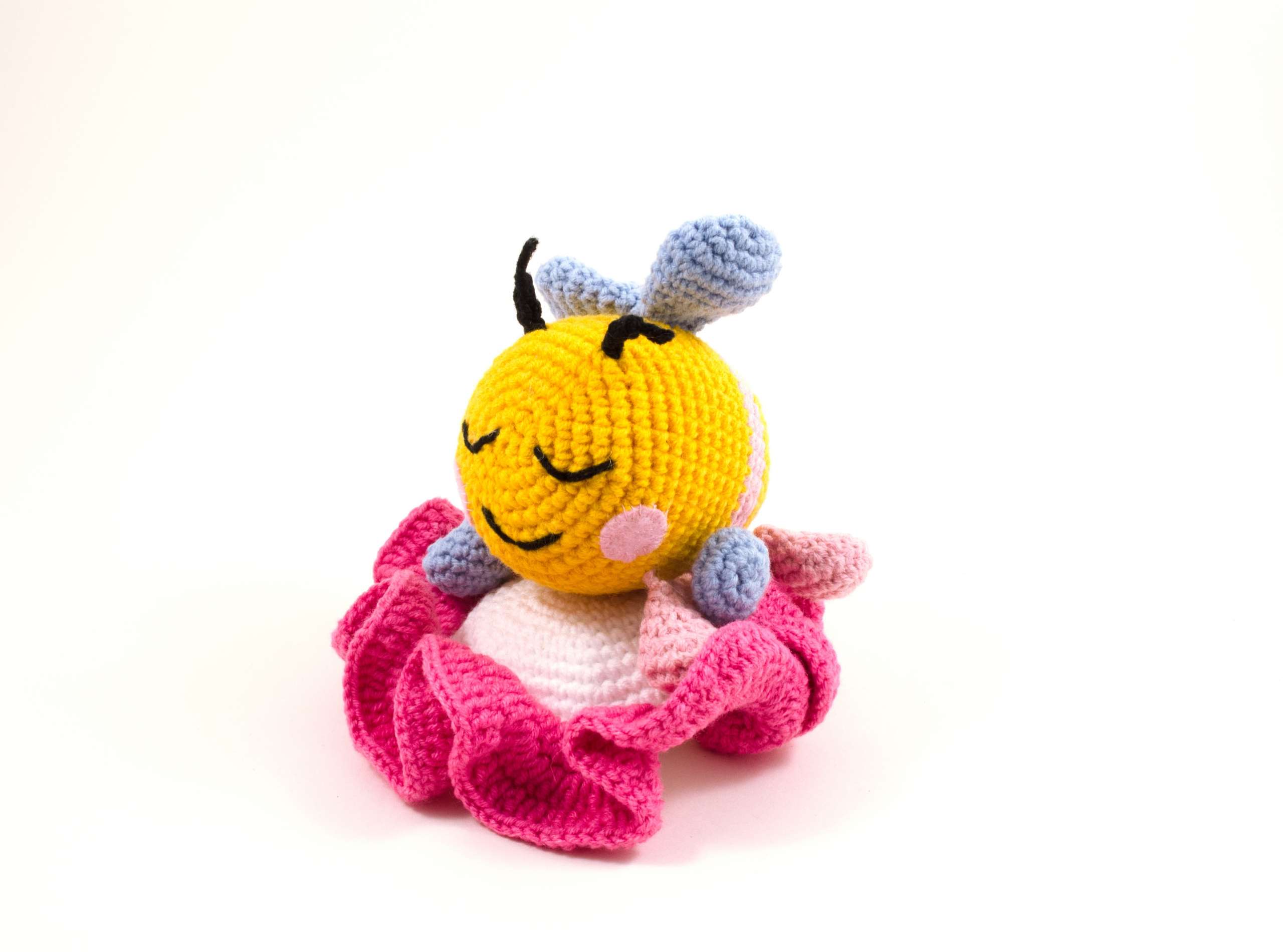 crochet bibi the bee on a flower