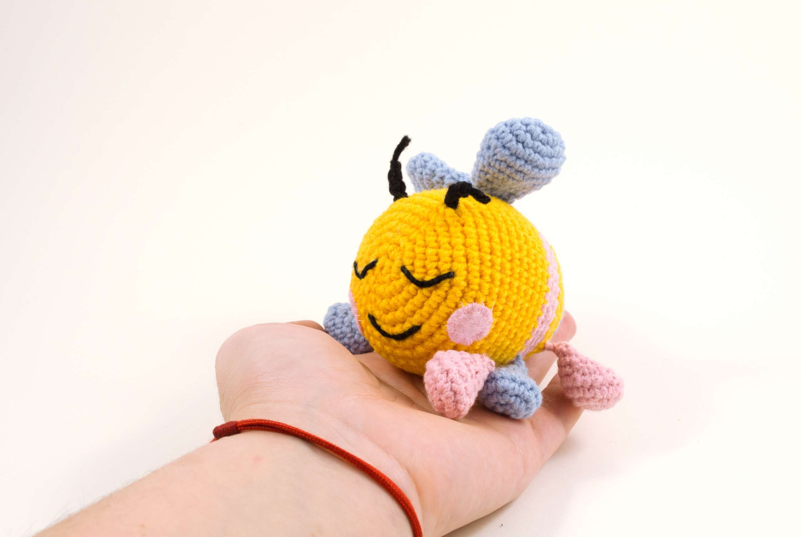 holding in hand bibi the bee