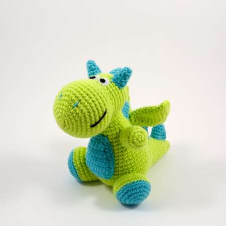 crochet green dragon front view