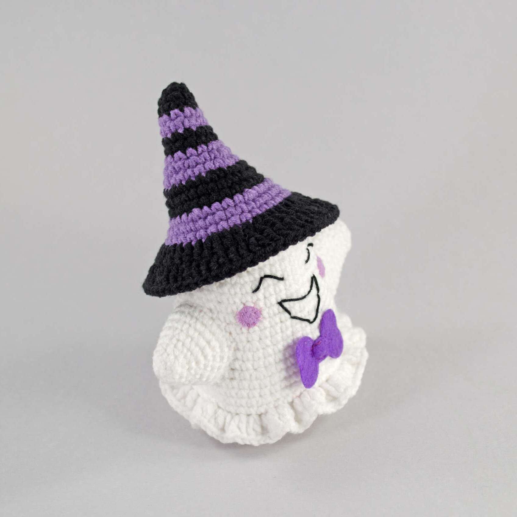 crochet purple ghost side view