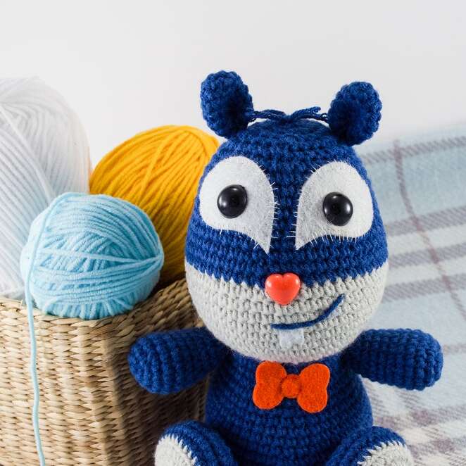 amigurumi squirrel toy close up view