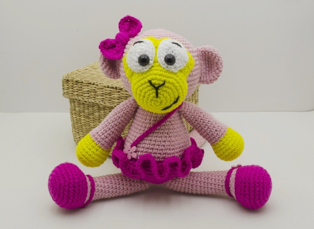 crochet pink monkey