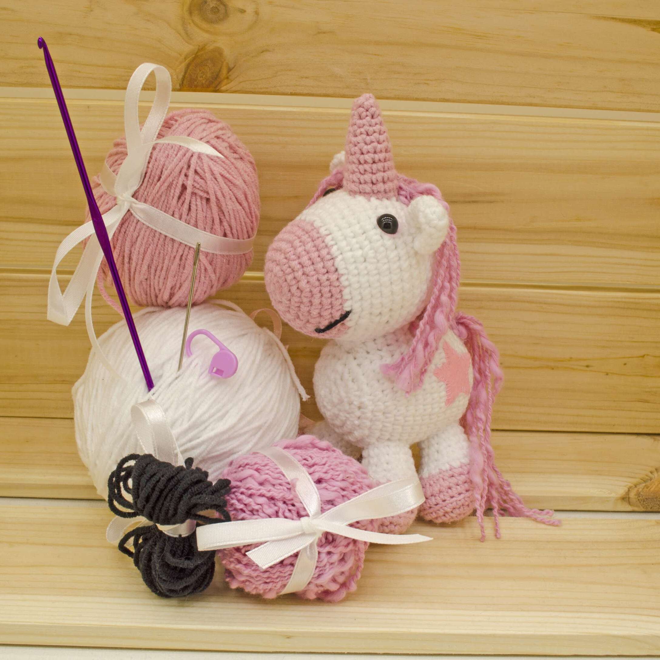 crochet pink unicorn diy kit