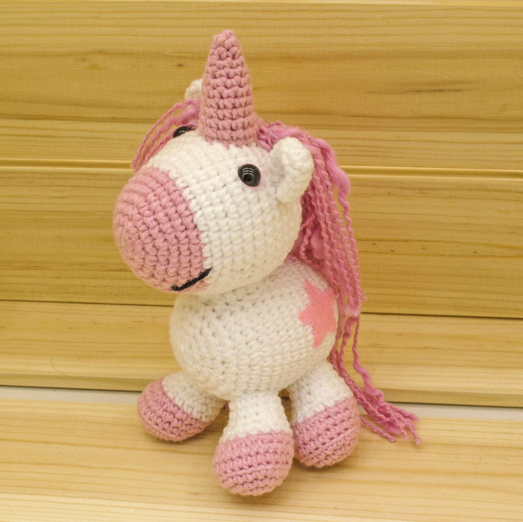 little crochet pink unicorn
