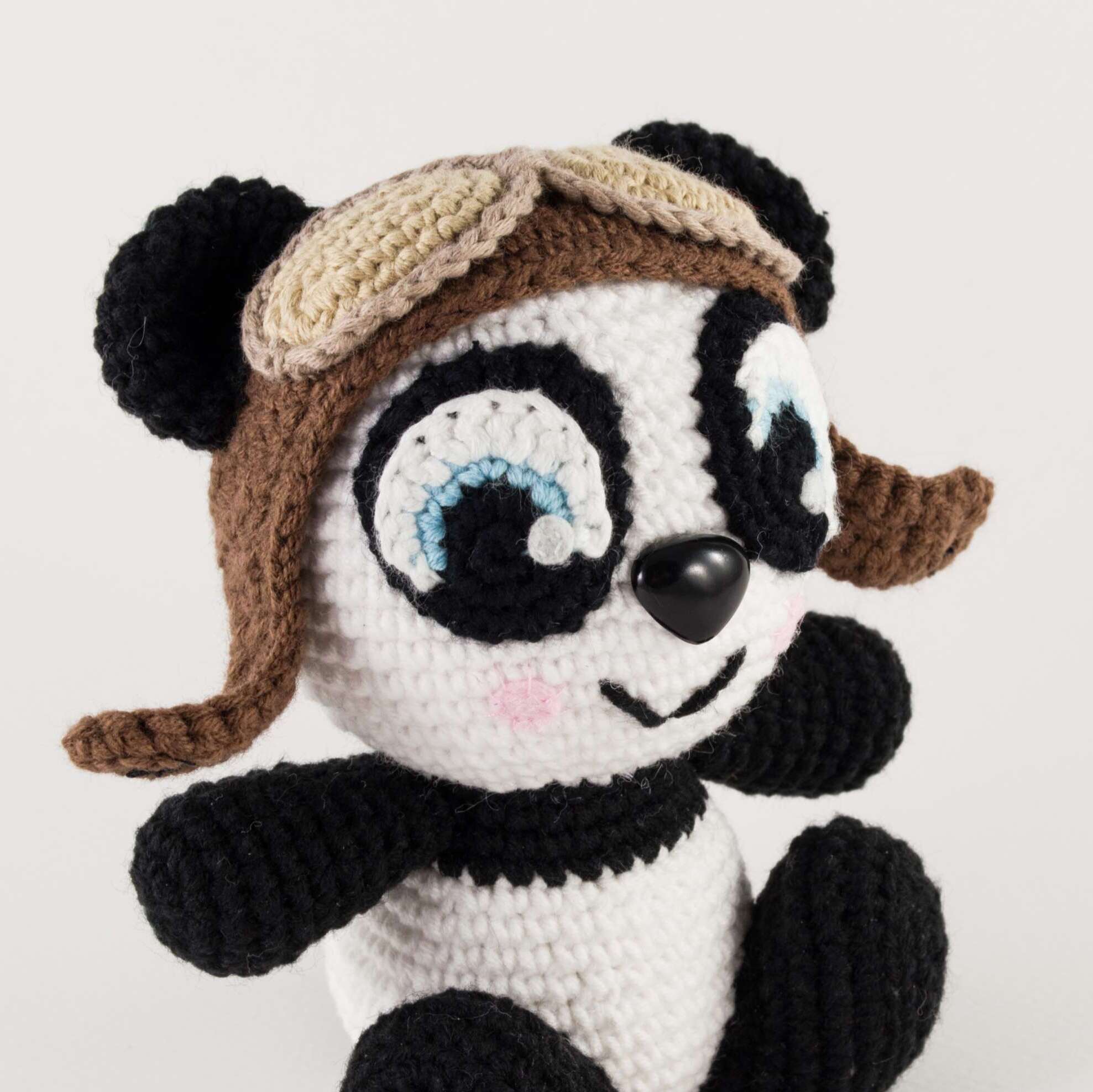 crochet panda close up view