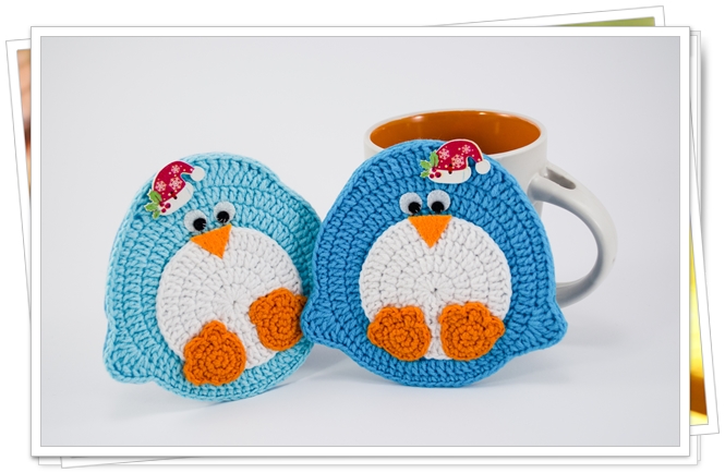 Crochet Penguin Christmas Coaster