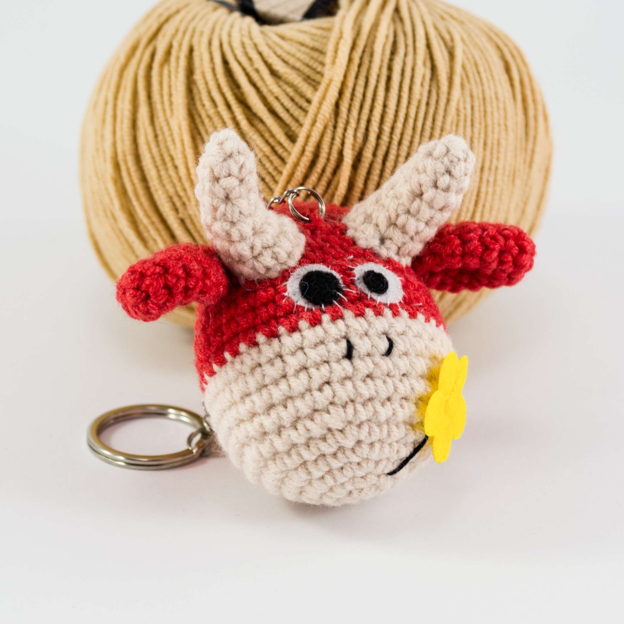 crochet bull keychain