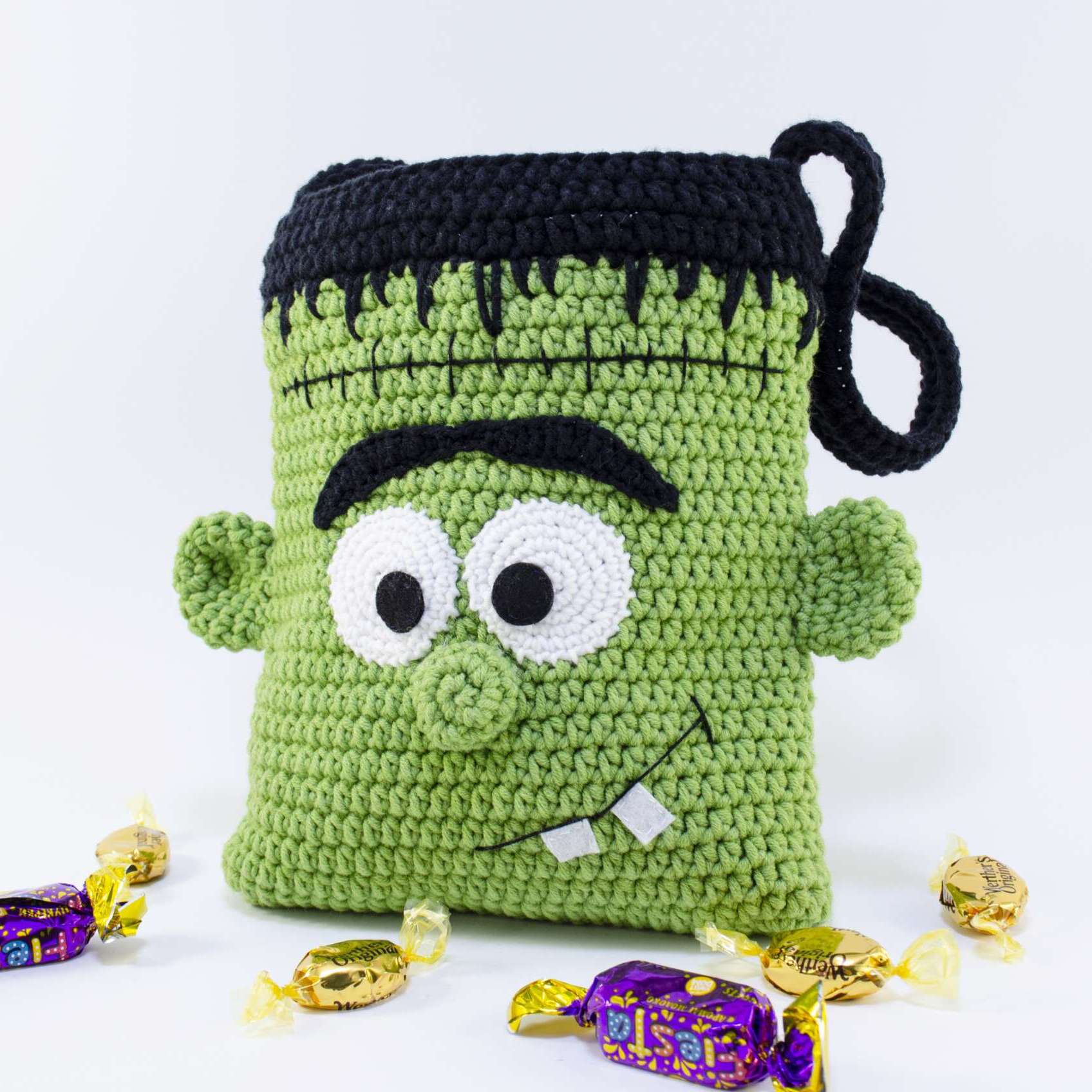Crochet Frankenstein Halloween Treat Bag