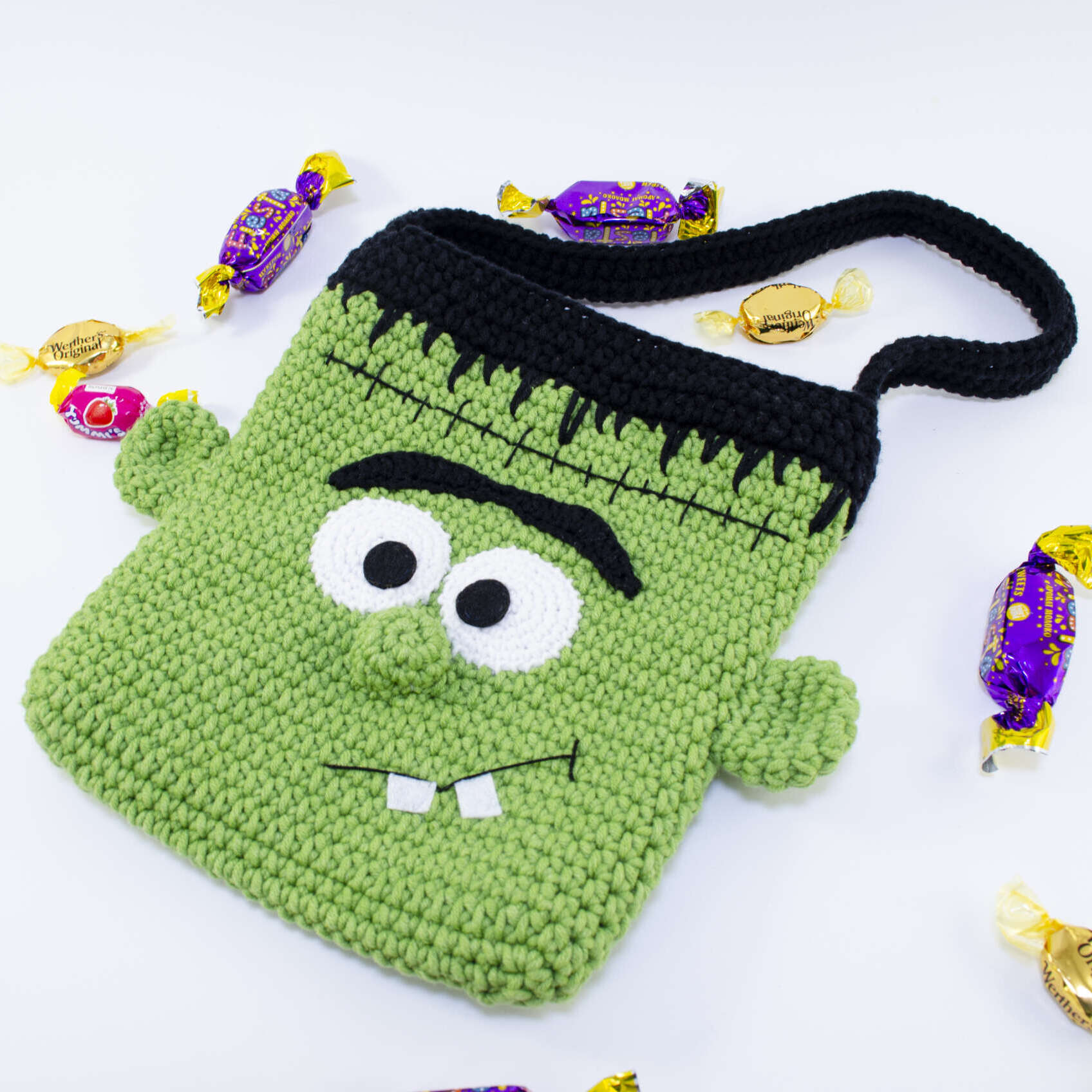 Crochet Frankenstein Halloween Treat Bag - Image 2