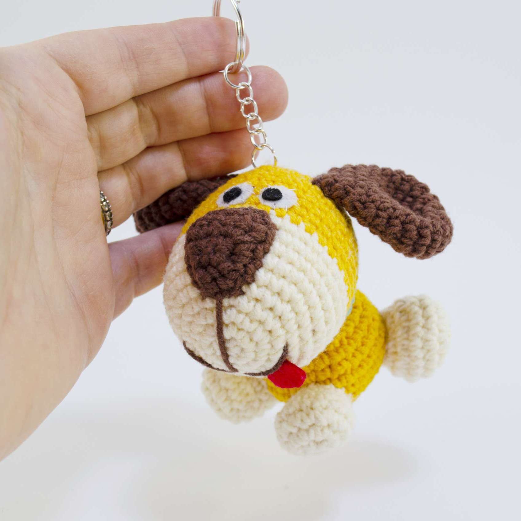 crochet puppy keychain