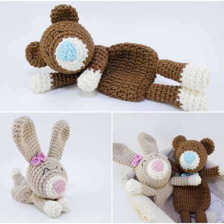 Crochet Teddy Bear and Bunny Baby Lovey